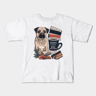 books and coffee and dogs and social justice Kids T-Shirt